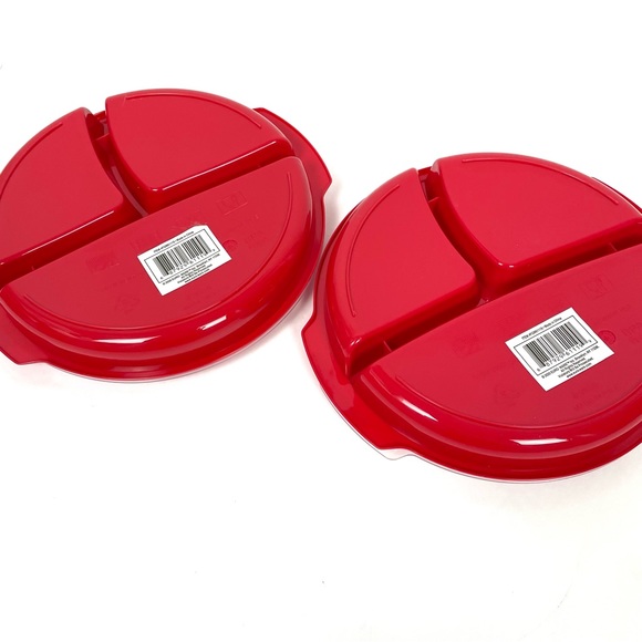 2 Pk Microwave Food Storage Containers 3 Section Divided Plates With Vented Lids - Picture 4 of 5